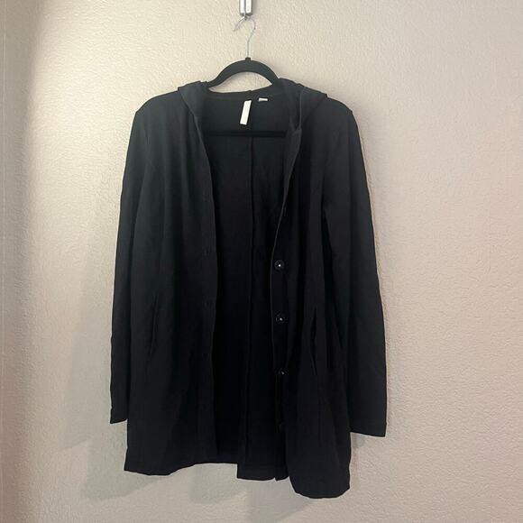 J. Jill Pure Jill Cotton Modal Stretch Cardigan Sweater Thick Hooded Snap XS - Picture 5 of 8